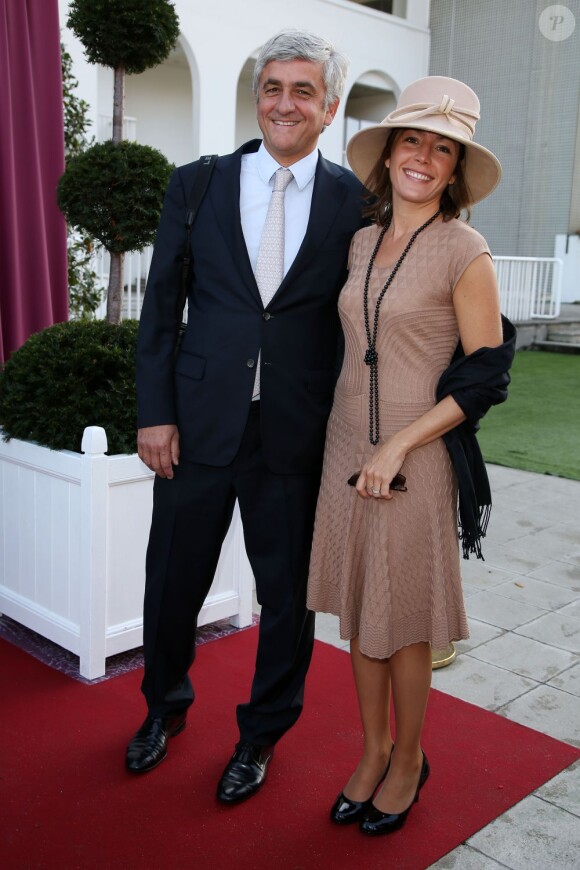 Hervé Morin avec sa compagne Élodie Garamond à la 91e édition du Prix de l'Arc de Triomphe 2012 à Longchamp, le 7 Octobre 2012.