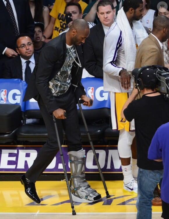Kobe Bryant lors du match 4 des playoff face aux San Antonio Spurs au Staples Center de Los Angeles le 28 avril 2013