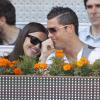 Cristiano Ronaldo et Irina Shayk plus complices que jamais, assistent au match entrel Nadal et Ferrer à l'open de tennis de Madrid le 10/05/2013