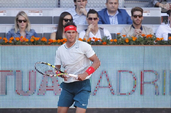 Rafael Nadal lors du match qui l'oppose à  Ferrer à l'open de tennis de Madrid le 10/05/2013