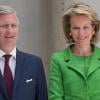 La princesse Mathilde et le prince héritier Philippe de Belgique en visite au siège du Comité international olympique (CIO) à Lausanne, le 13 mai 2013. Le couple princier en a profité pour rendre hommage à son compatriote Jacques Rogge, qui quittera ses fonctions de président du CIO en fin d'année.