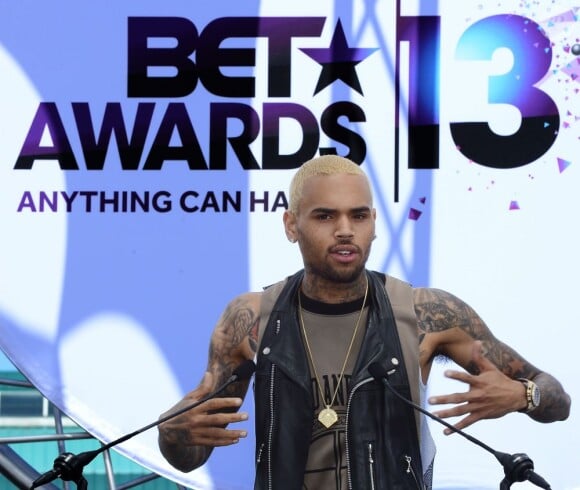 Chris Brown lors de la conférence de presse des BET Awards à Los Angeles, le 14 mai 2013.