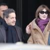Nicolas Sarkozy et Carla Bruni à la sortie du Royal Monceau samedi 9 février 2013.