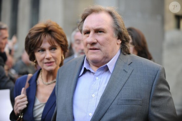 Gérard Depardieu et Jacqueline Bisset sur le tournage du film Welcome To New York le 3 mai 2013.