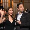 Ben Affleck et sa femme Jennifer Garner lors du show télévisé "Saturday Night Live", le 18 mai 2013 sur NBC.