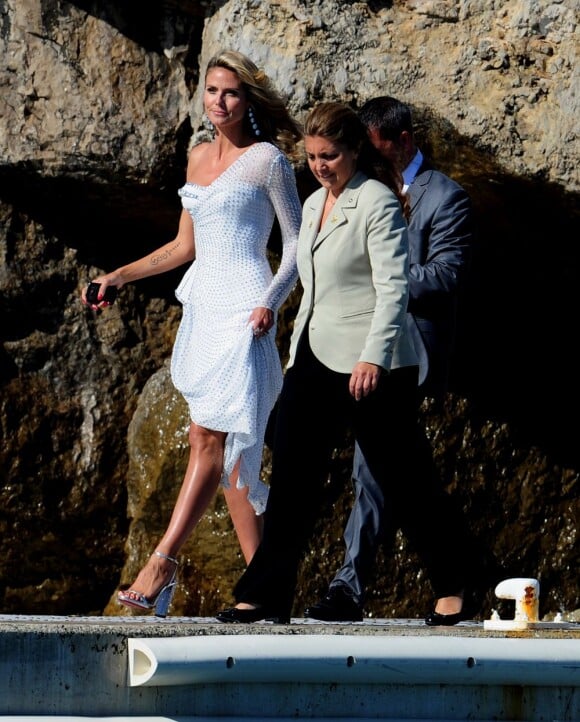 Heidi Klum, logée à l'hôtel du Cap-Eden-Roc, arrive par bateau à Cannes pour sa montée des marches. Le 23 mai 2013.