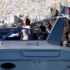Heidi Klum, logée à l'hôtel du Cap-Eden-Roc, arrive par bateau à Cannes pour sa montée des marches. Le 23 mai 2013.