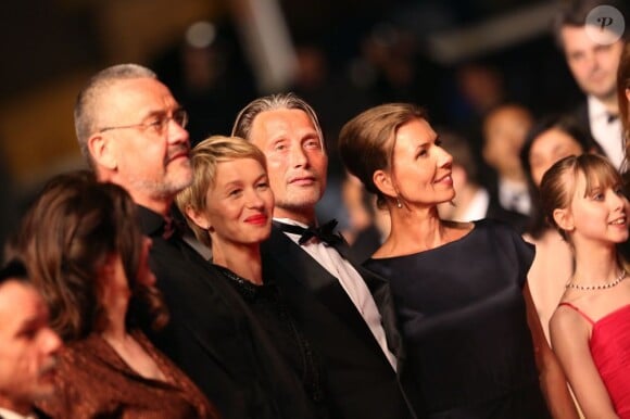 Arnaud des Pallières, Delphine Chuillot, Mads Mikkelsen et Hanne Jacobsen lors de la présentation du film Michael Kohlhaas au Festival de Cannes le 24 mai 2013