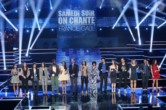 Exclusivité - Toute la troupe lors de l'enregistrement de la soirée "Samedi soir on chante France Gall", diffusée ce samedi 1er juin sur TF1.