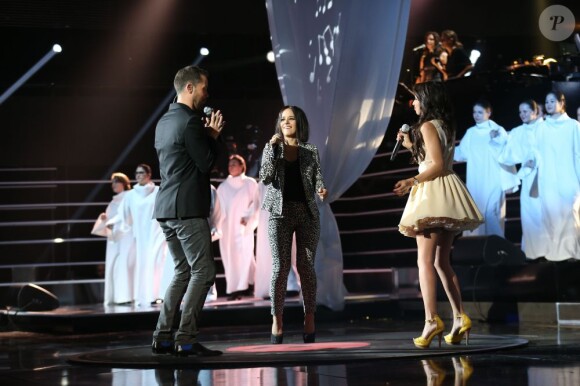 Exclusivité - Emmanuel Moire, Alizée et Tal lors de l'enregistrement de la soirée "Samedi soir on chante France Gall", diffusée ce samedi 1er juin sur TF1.