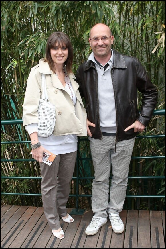 Laurent Fignon et sa femme Valérie à Roland-Garros le 29 mai 2010. 