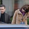 Nicolas Sarkozy et Carla Bruni-Sarkozy à la sortie du Royal Monceau samedi 9 fevrier 2013.