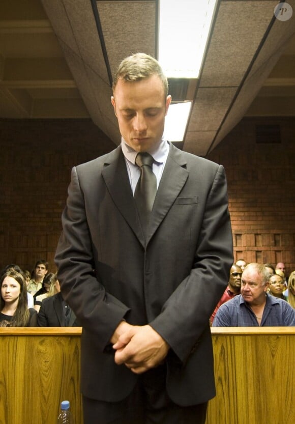 L'athlète Oscar Pistorius au troisième jour de son procès à Pretoria en Afrique du sud le 21 février 2013.