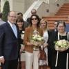 Le prince Albert II de Monaco et la princesse Caroline de Hanovre étaient présents au côté de la veuve de Léo Ferré, Marie-Christine, venue de Toscane avec son fils Mathieu et ses petits-enfants Charlotte et Nicolas, le 11 juin 2013 à Monaco pour le baptême de l'Espace Léo-Ferré, ex-Salle du Canton.