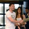 Lionel Messi et sa compagne Antonella à Milan, le 14 mai 2013.