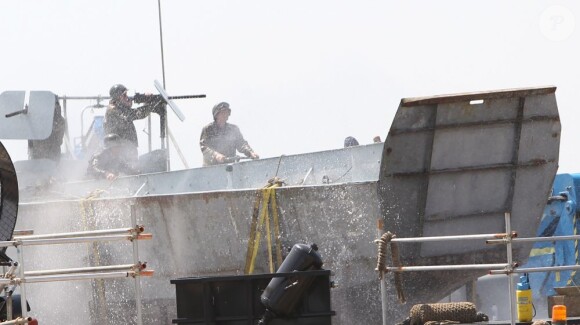 Ambiance sur le tournage de The Monuments Men sur les côtes anglaises, le 5 juin 2013.