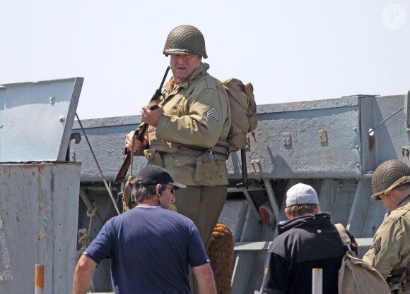 John Goodman sur le tournage de The Monuments Men sur les côtes anglaises, le 5 juin 2013.