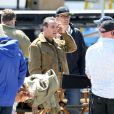 Jean Dujardin sur le tournage de The Monuments Men sur les côtes anglaises, le 5 juin 2013.