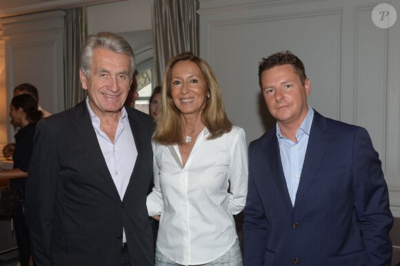 Exclusif - Gilbert Coullier et sa femme Nicole avec Marc Leveau (directeur du Grand-Hôtel) à la soirée de lancement de la saison estivale du Grand-Hôtel du Cap-Ferrat à l'Hôtel de Vendôme à Paris, le 18 juin 2013.