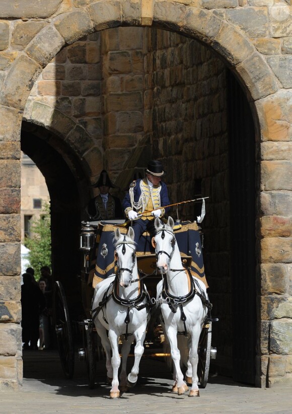 Le carrosse de Lady Melissa Percy lors de son mariage avec Thomas van Straubenzee à Alnwick en Angleterre le 22 juin 2013