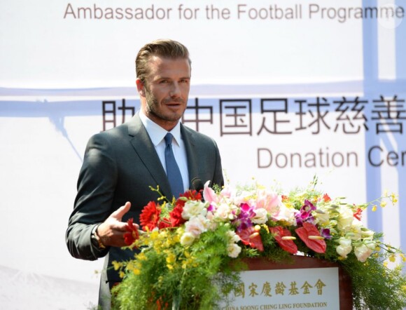 David Beckham, ambassadeur du football chinois, lors d'une cérémonie de charité, le 17 juin 2013, à Pékin.