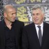 Carlo Ancelotti et son nouvel entraîneur adjoint au Real Madrid Zinédine Zidane à Madrid, le 26 juin 2013.