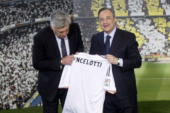 Carlo Ancelotti et Florentino Perez à Madrid, le 26 juin 2013.