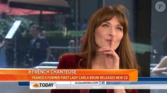 La belle Carla Bruni sur le plateau de the Today Show, difusée sur la chaîne NBC, le 25 mai 2013.