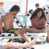 Exclusif - Le footballeur Amauri en vacances à Miami avec son fils Hugo et sa fille Cindy, le 26 Juin 2013.