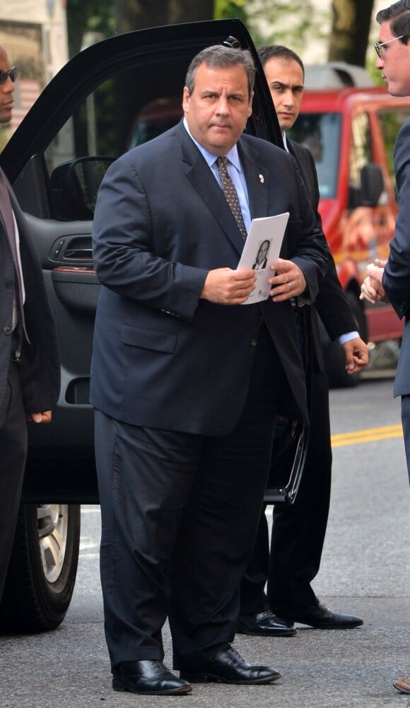 Le gouverneur du New Jersey Chris Christie aux funérailles de James Gandolfini à la cathédrale Saint John The Divine à New York, le 27 juin 2013.