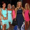 La bimbo Paris Hilton en train de tourner une scène de la télé-réalité Les Ch'tis avec Hillary, Tressia, et Gaëlle où elles font du shopping au magasin Kitson, le 28 juin 2013 à Los Angeles