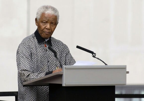 Nelson Mandela lors d'un discours à Parliament Square à Londres le 29 août 2007