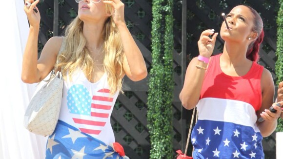 Paris Hilton, Amber Rose et Christina Milian : Charmant trio patriote à Malibu