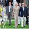 Albert de Monaco et la princesse Charlene lors de la cérémonie organisée en l'honneur du 150e anniversaire de la Société des Bains de Mer à Monaco, le 5 juillet 2013