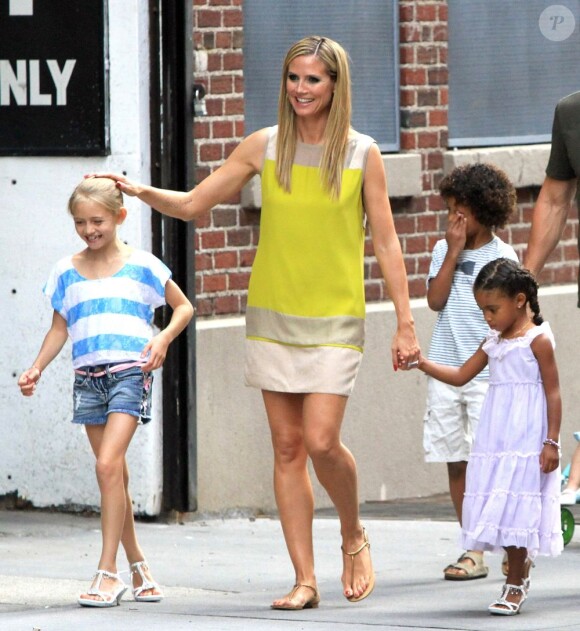 Heidi Klum, son petit ami Martin Kirsten et ses enfants en balade à New York, le 2 juillet 2013
