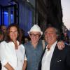 Jean-Francois Derec, Sam Rone et sa femme à la soirée de lancement de la collection Sam-Rone prêt-à-porter printemps/été 2014-2015, à Paris, le 7 juillet 2013.