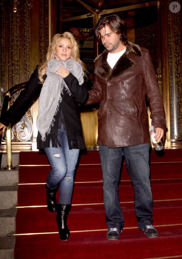 Shakira et son compagnon de l'époque Antonio De La Rua à New York, le 22 janvier 2010.