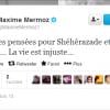 La réaction de Maxime Mermoz au décès de la jeune Shéhérazade, "la voix" du Racing Club de Toulon tragiquement disparue dans un accident de la route dans la nuit du 6 au 7 juillet 2013