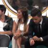 Julien, Anaïs et Vincent réunis dans le salon dans l'hebdo de Secret Story 7 sur TF1 le vendredi 12 juillet 2013