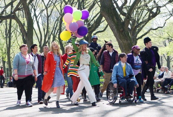 Les acteurs de Glee sur le tournage de la 3e saison à New York, le 26 avril 2011.