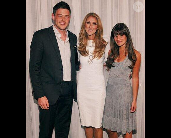 Cory Monteith, Lea Michele et Céline Dion en juin 2012.