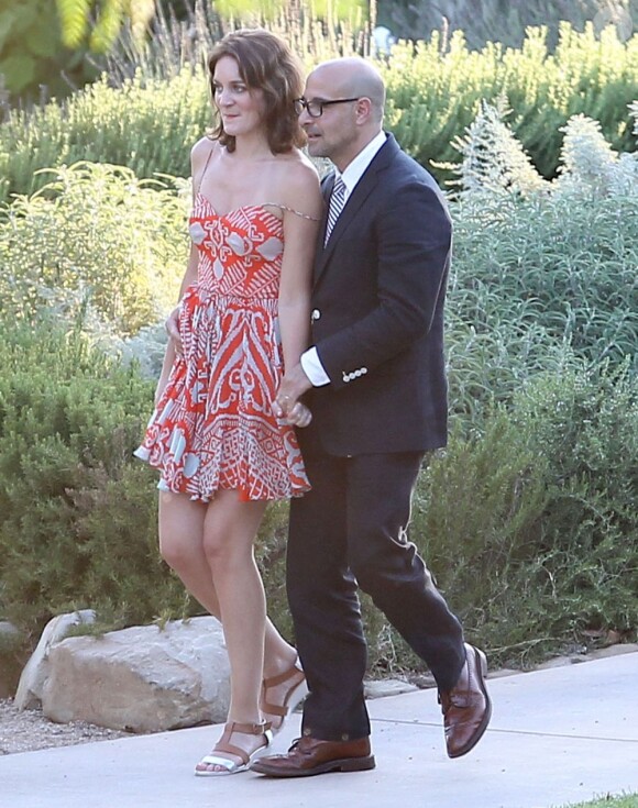 Mariage de Jimmy Kimmel et Molly McNearney à Ojai, le 13 juillet 2013. Ici on peut voir Stanley Tucci et son épouse Felicity Blunt (soeur de Emily Blunt).