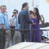 Mariage de Jimmy Kimmel et Molly McNearney à Ojai, le 13 juillet 2013. Ici on peut voir Ben Affleck discuter avec Matt Damon et son épouse.