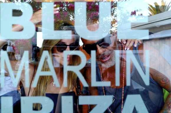 Exclusif - Christian Audigier et sa fiancée Nathalie Sorensen à Ibiza le 7 juillet 2013.