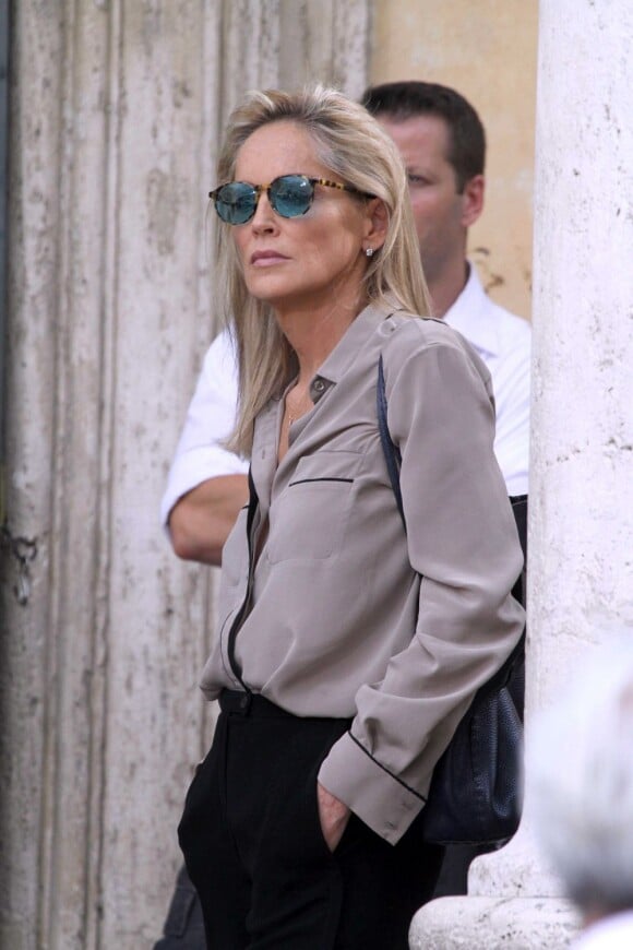 Sharon Stone pendant le premier jour de tournage du film Un ragazzo d'oro à Rome, le 18 juillet 2013.