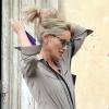 Sharon Stone sur le tournage du film Un ragazzo d'oro à Rome, le 18 juillet 2013.