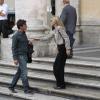 Sharon Stone et Riccardo Scamarcio sur le tournage du film Un ragazzo d'oro à Rome, le 18 juillet 2013.