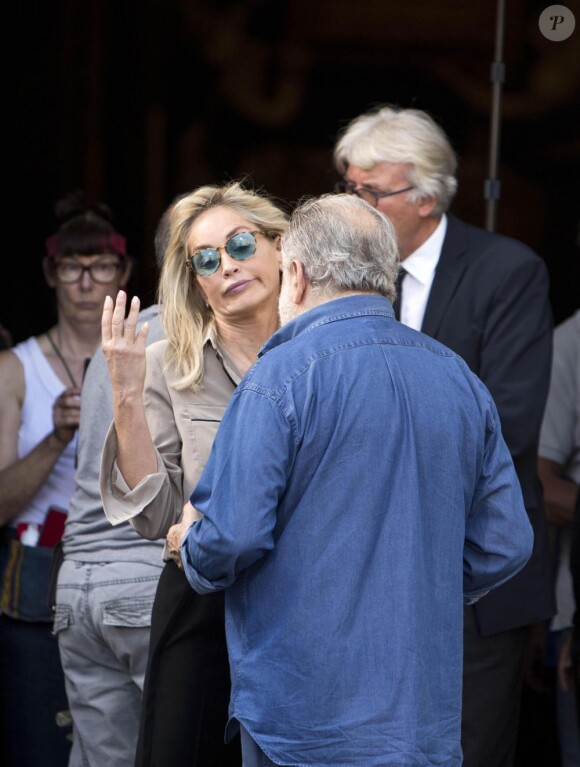 Sharon Stone avec Pupi Avati sur le tournage du film Un ragazzo d'oro à Rome, le 18 juillet 2013.