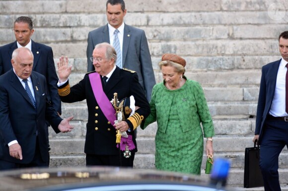 La reine Paola et le roi Albert II de Belgique - après le "Te Deum" en la cathédrale Saints-Michel-et-Gudule à Bruxelles, le 21 juillet 2013.