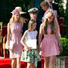 Les princesses Maria, Laetitia, Luisa et le prince Joachim - quatre des cinq enfants de la princesse Astrid, deuxième enfant d'Albert II de Belgique - se rendent au défilé militaire lors de la fête nationale belge à Bruxelles, le 21 juillet 2013. 